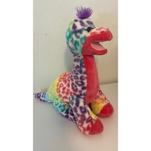 Build a Bear Workshop Rainbow Leopard Apatosaurus Plush Sound Dinosaur 18in